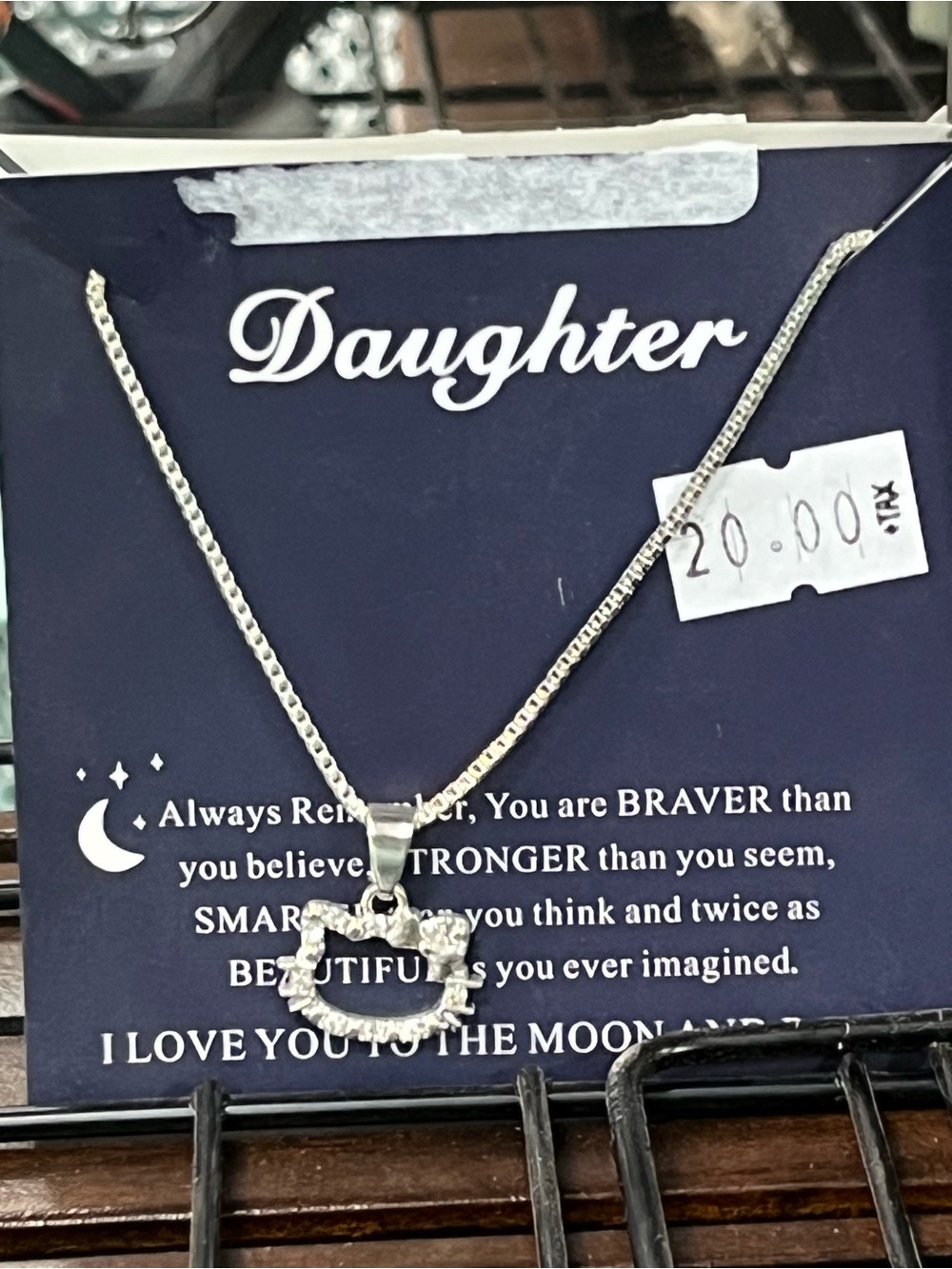 Daughter Silver Cat Pendant Necklace